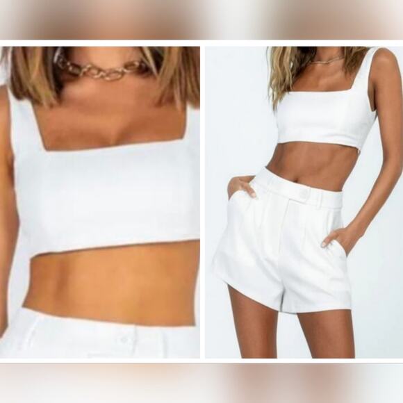 Princess Polly NEW Huxley White Cropped Fitted Base Layer Neutral Top 8 - Picture 15 of 15